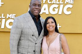 Magic Johnson and Cookie Johnson attend the Los Angeles Premiere Of Apple's "They Call Me Magic" at Regency Village Theatre on April 14, 2022 in Los Angeles, California