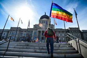 Montana State Capitol protesting anti-LGBTQ+ legislation