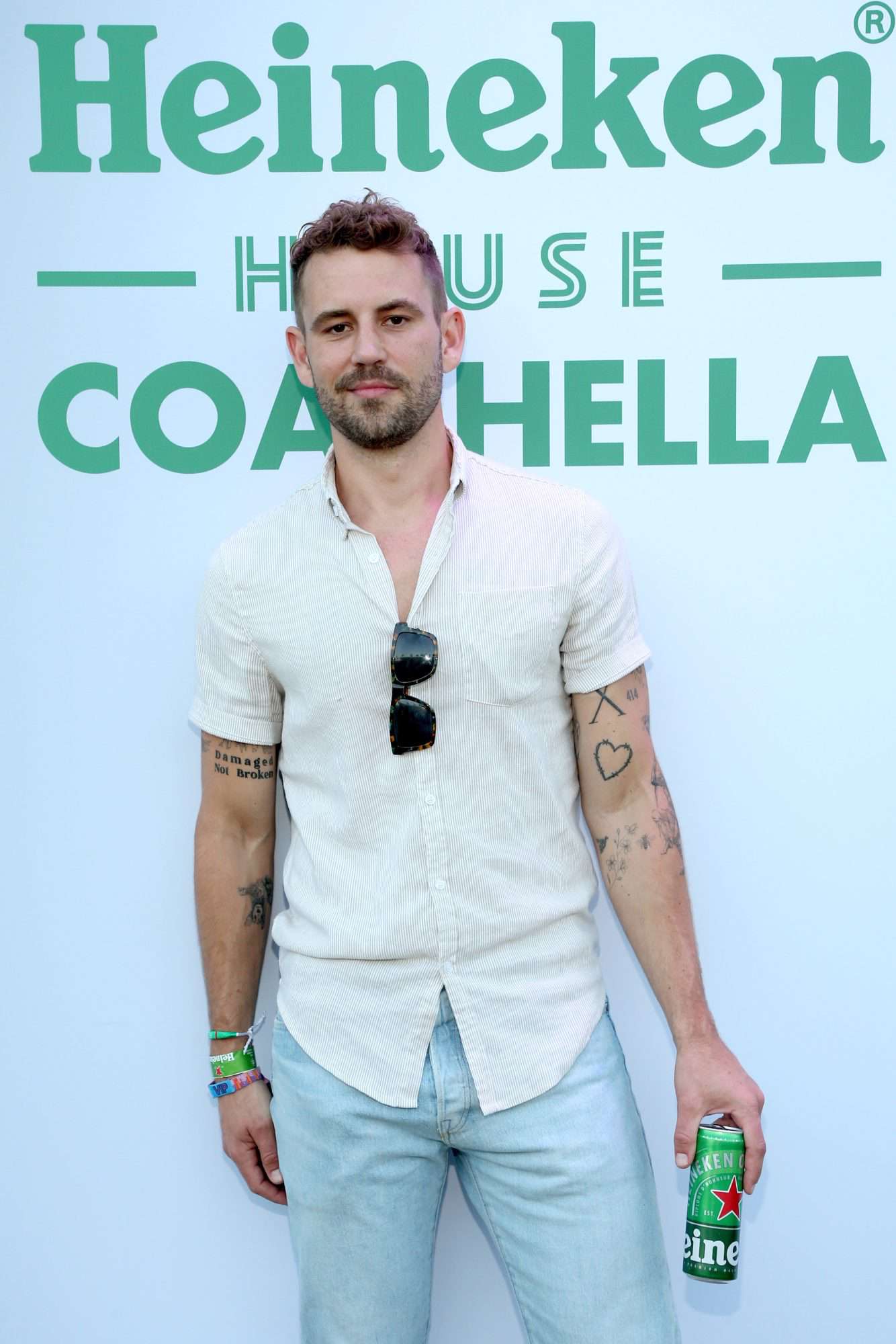 INDIO, CALIFORNIA - APRIL 15: Nick Viall stops by the Heineken House at the 2022 Coachella Valley Music and Arts Festival on April 15, 2022 in Indio, California. (Photo by Phillip Faraone/Getty Images for Heineken)