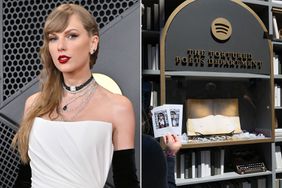 LOS ANGELES, CALIFORNIA - APRIL 16: Book spines featuring song titles on display at Spotify's Taylor Swift pop-up at The Grove for her new album "The Tortured Poets Department" at The Grove on April 16, 2024 in Los 