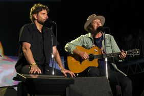 Bradley Cooper and Eddie Vedder of Pearl Jam perform onstage during 2024 BottleRock Napa Valley at Napa Valley Expo on May 25, 2024 in Napa, California. (