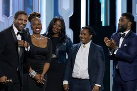 Denzel Washington accepts with Cecil B. Demille Award with his family during the 73rd Annual Golden Globe Awards at The Beverly Hilton Hotel on January 10, 2016 in Beverly Hills, California
