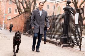 Mandatory Credit: Photo by Shutterstock (12812082f) Emilio Vitolo Jr. walks dog Bruno in SoHo