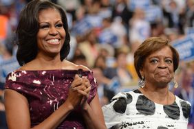 Michelle Obama and her mother Marian Robinson on the final day of the Democratic National Convention at the Time Warner Cable Arena in Charlotte, North Carolina on September 6, 2012. 