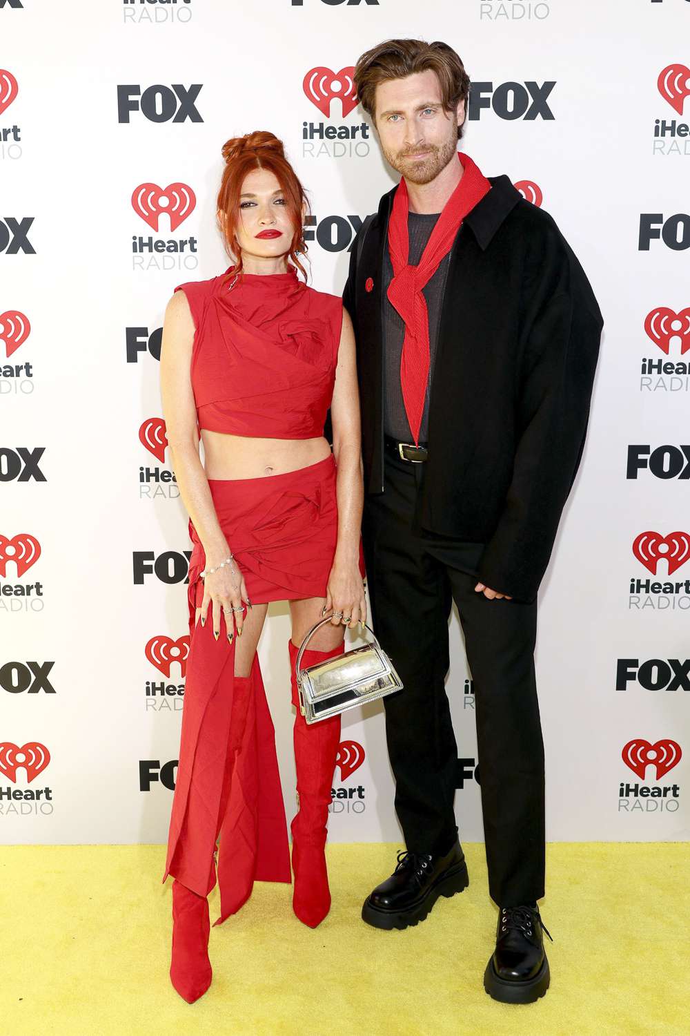 Mandy Lee and Matty Vogel of MisterWives attend the 2024 iHeartRadio Music Awards at Dolby Theatre in Los Angeles, California on April 01, 2024.