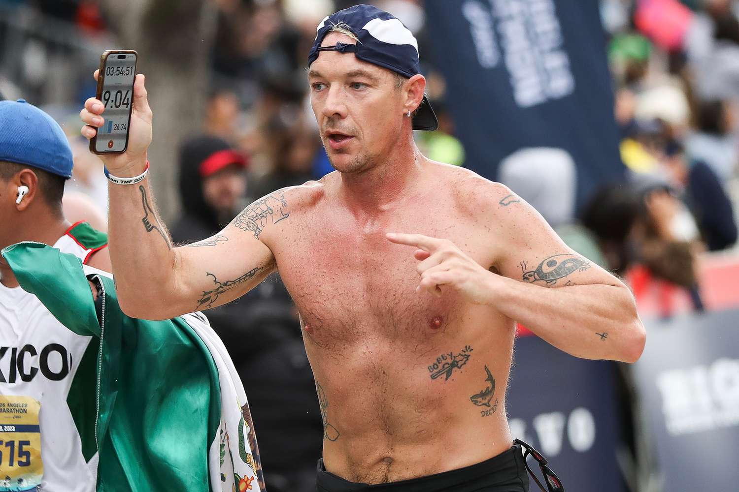 Diplo finishes the Los Angeles Marathon on March 19, 2023 in Los Angeles, California.