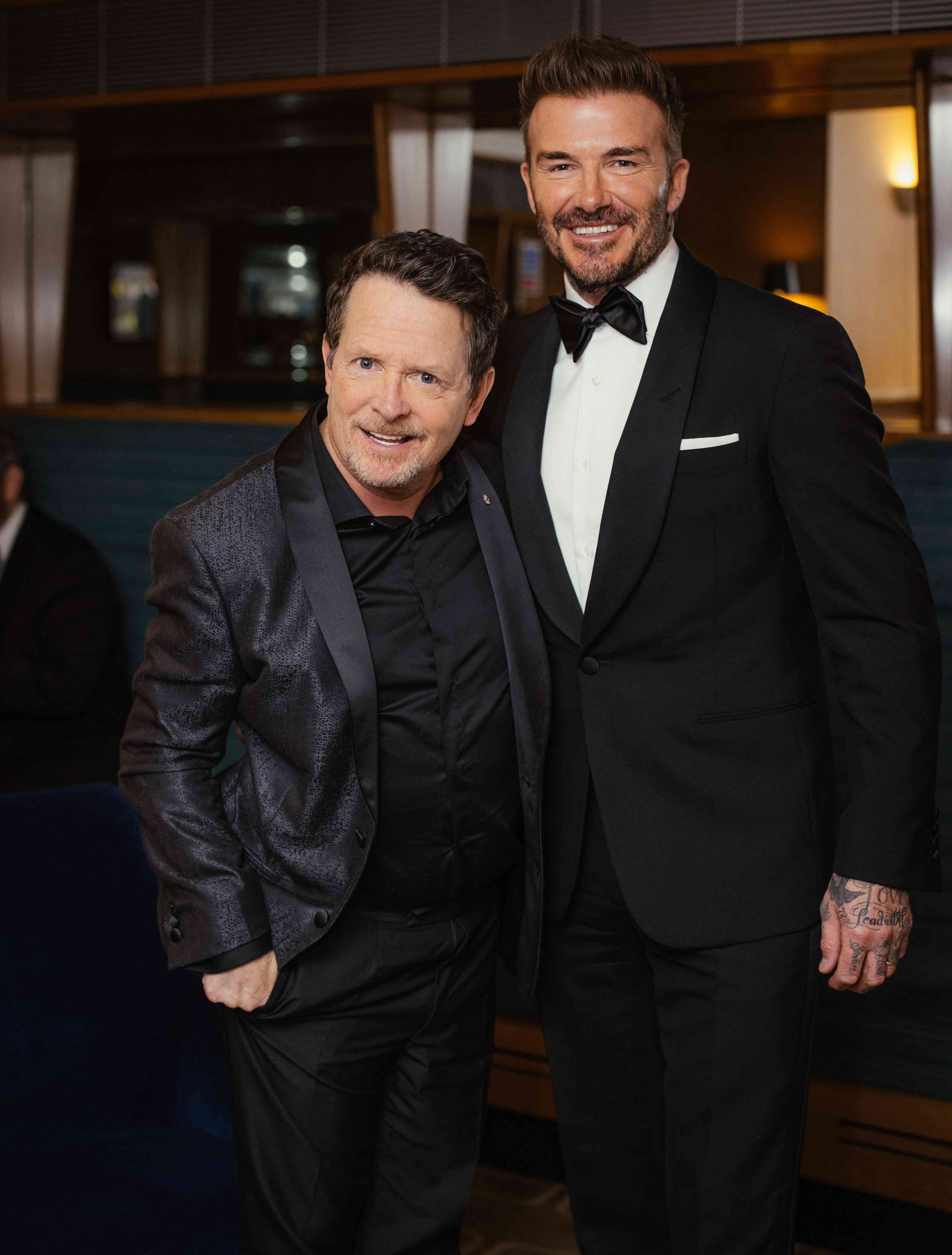 Michael J. Fox and David Beckham Bafta Awards london 02 18 24