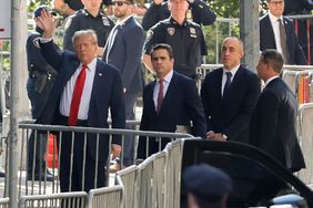 Former President Donald Trump arrives at Manhattan criminal court with his legal team, Monday, April 15, 2024, in New York. The hush money trial of former President Donald Trump begins Monday with jury selection. It's a singular moment for American history as the first criminal trial of a former U.S. commander in chief. 