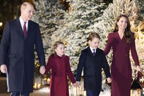 The Prince and Princess of Wales arriving with their children Princess Charlotte and Prince George for the 'Together at Christmas' Carol Service