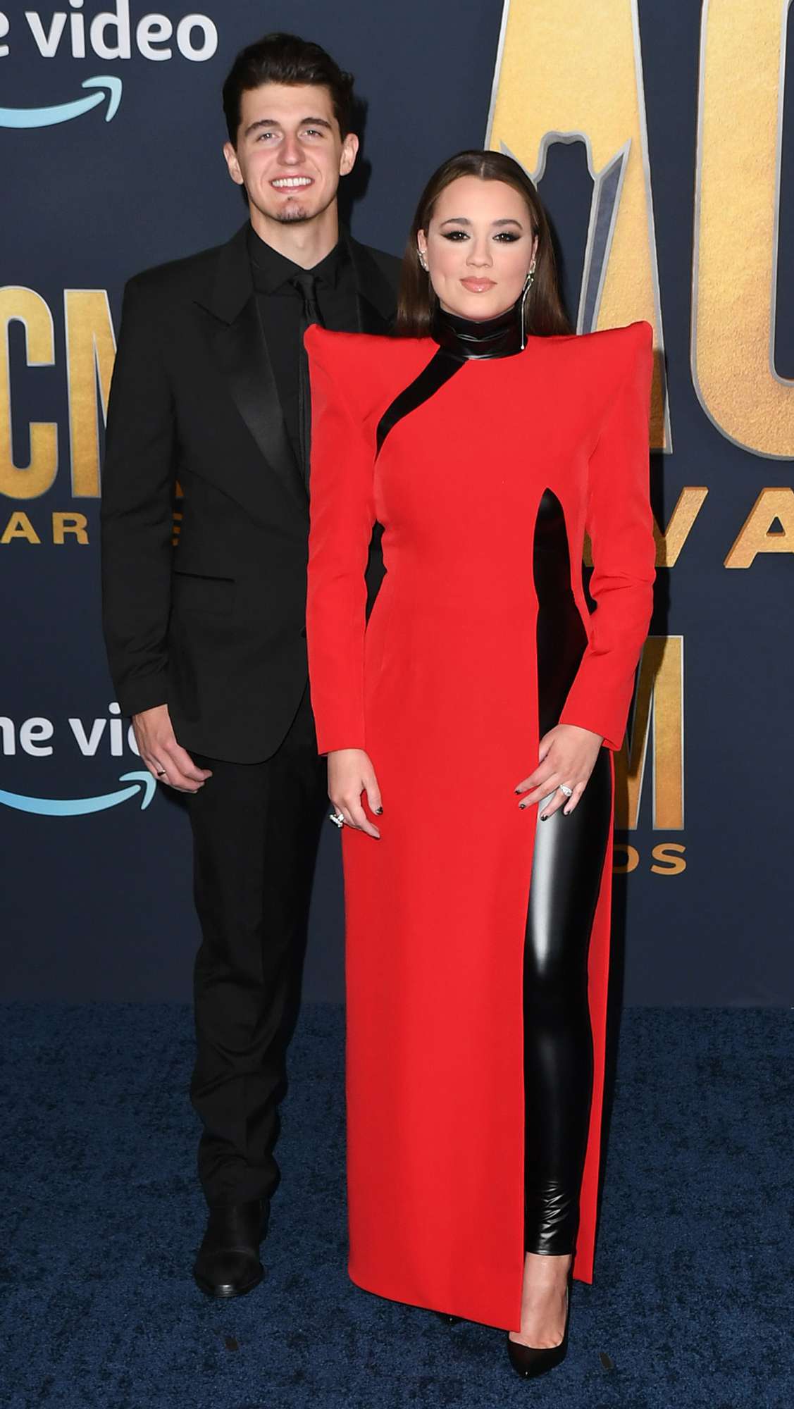 Cade Foehner and Gabby Barrett attend the 57th Academy of Country Music Awards at Allegiant Stadium on March 07, 2022 in Las Vegas, Nevada