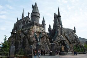 An exterior view of Hogwarts is seen during the 'Wizarding World of Harry Potter Opening' press preview at Universal Studios Hollywood in Studio City, California, on April 6, 2016.