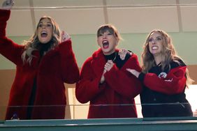 Lyndsay Bell, Taylor Swift and Brittany Mahomes react in a suite during the game between the Kansas City Chiefs and the Green Bay Packers on December 03, 2023 in Green Bay, Wisconsin. 