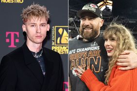 Machine Gun Kelly attends Univision's 36th Premio Lo Nuestro; Travis Kelce and Taylor Swift walk together after an AFC Championship NFL football gam
