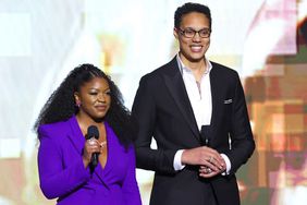 PASADENA, CALIFORNIA - FEBRUARY 25: (L-R) Cherelle Griner and Brittney Griner speak onstage during the 54th NAACP Image Awards at Pasadena Civic Auditorium on February 25, 2023 in Pasadena, California. (Photo by Leon Bennett/Getty Images for BET)