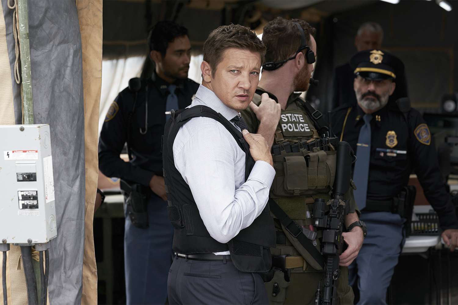 Pictured: Jeremy Renner as Mike of the Paramount+ series MAYOR OF KINGSTOWN. Photo Cr: Marni Grossman/ViacomCBS Â©2021 MTV Entertainment Group, Inc. All Rights Reserved.