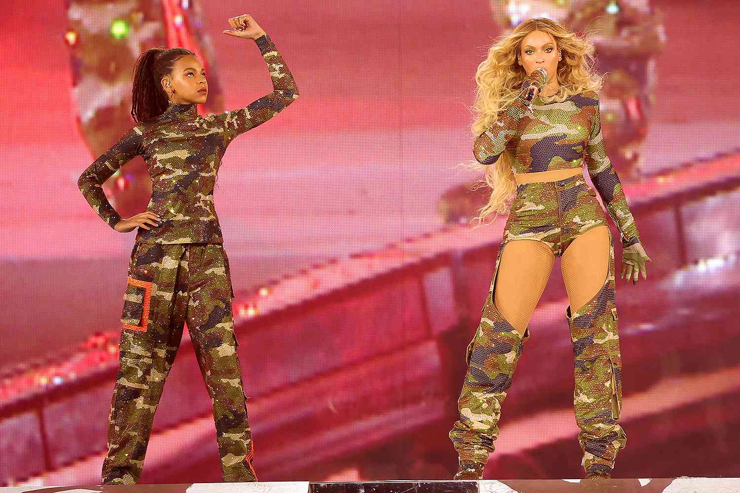 Blue Ivy Carter (left) and Beyoncé Knowles-Carter in Atlanta on Aug. 11, 2023