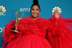 Lizzo poses with the Emmy for Outstanding Competition Program for "Lizzo's Watch Out For the Big Grrrls" during the 74th Emmy Awards on September 12, 2022. 
