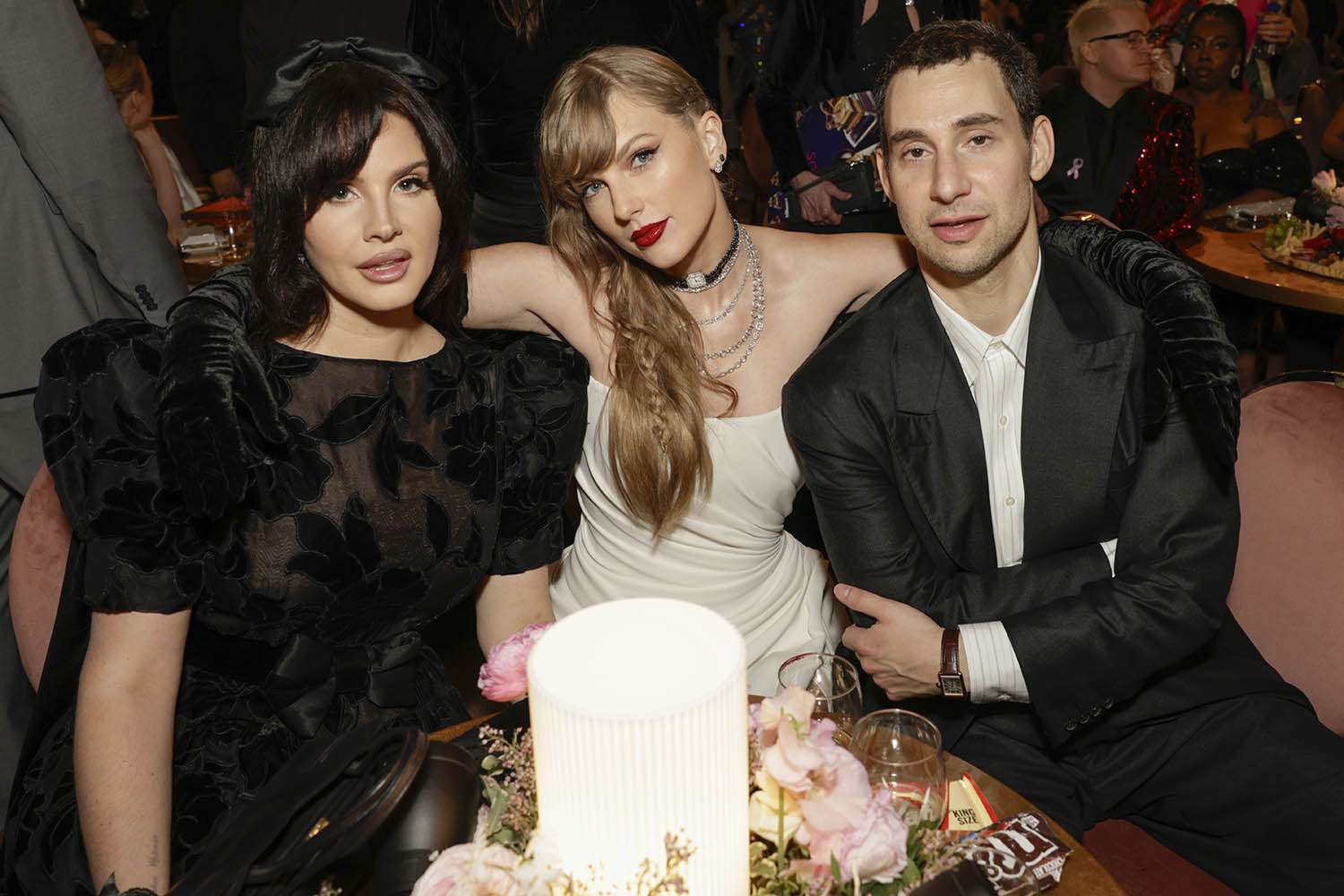 Lana Del Rey, Taylor Swift and Jack Antonoff behind the scenes at The 66th Annual Grammy Awards, airing live from Crypto.com Arena in Los Angeles