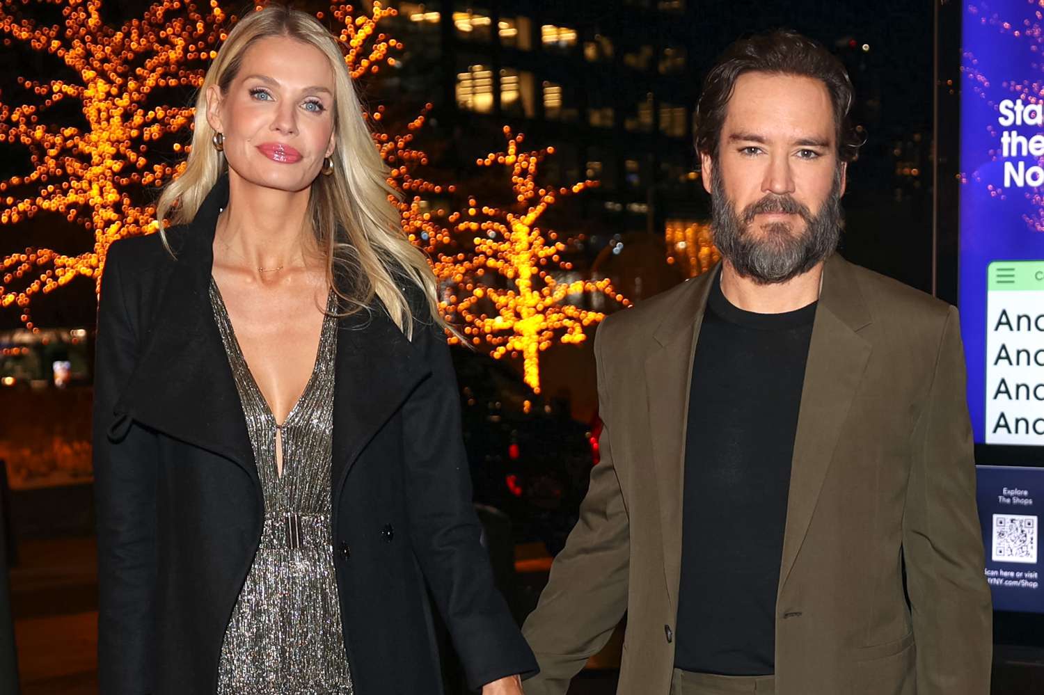 Catriona McGinn and Mark-Paul Gosselaar are seen attending the "Law & Order: Special Victims Unit" 25th anniversary celebration at Hudson Yards, Manhattan on January 16, 2024 in New York 