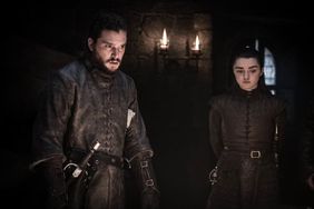 Game of Thrones Season 8, Episode 2 (L to R) Kit Harington as Jon Snow and Maisie Williams as Arya Stark