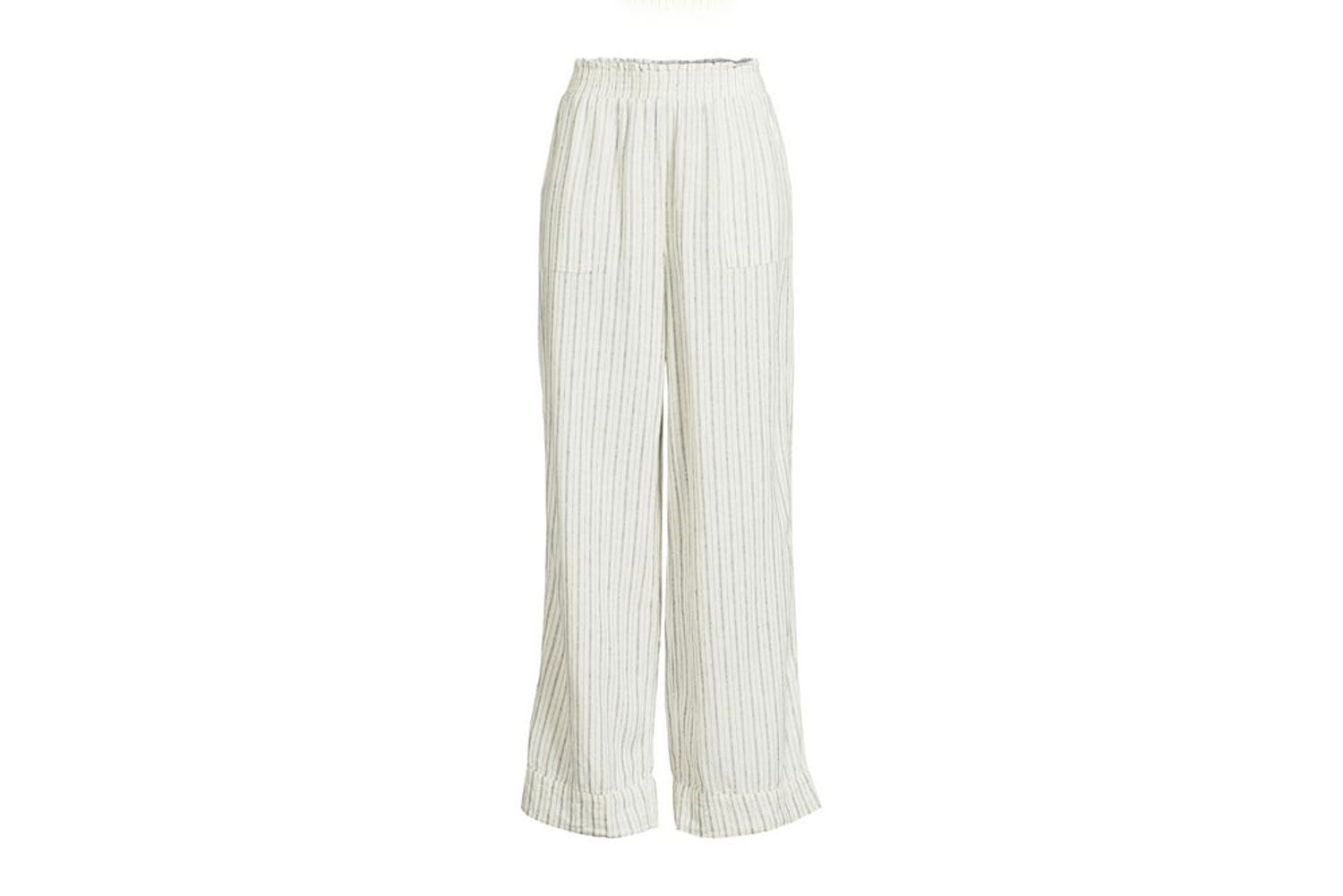 Walmart Time and Tru Women's Linen Blend Pants with Smocked Waist, 29" Inseam, Sizes XS-XXXL