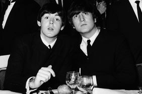 13th September 1964: Beatles Paul McCartney (left) and John Lennon (1940 - 1980) at the Variety Club Showbusiness Awards held at the Dorchester, London. (Photo by William Vanderson/Fox Photos/Getty Images)