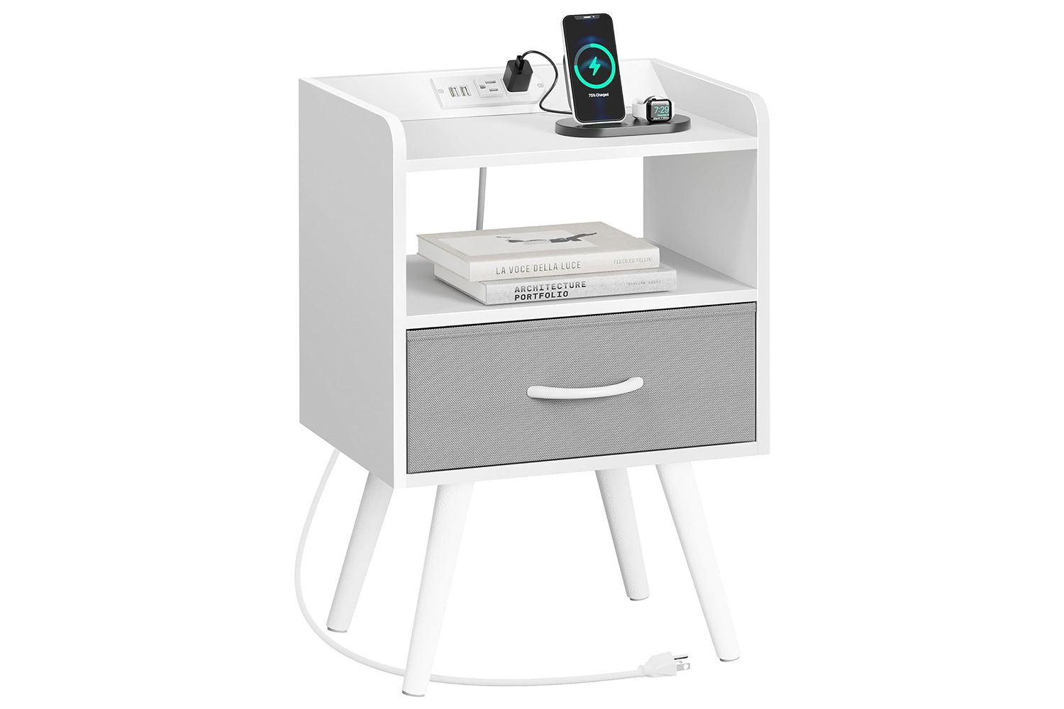 Huuger Night Stand with Charger Station