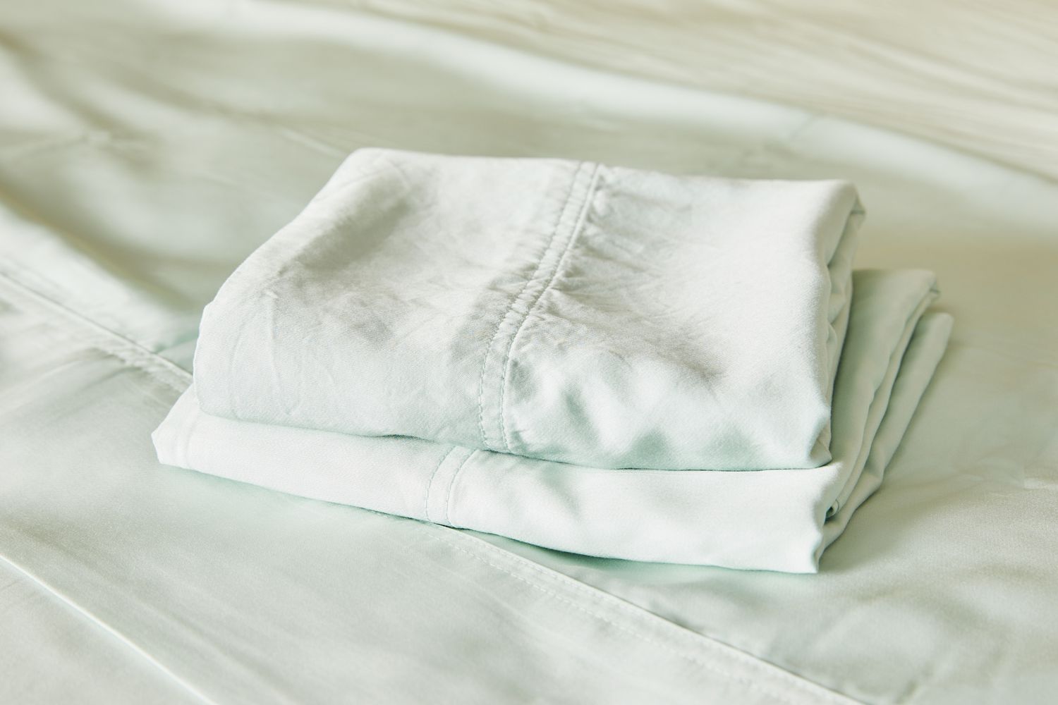Bamboo Bliss Resort Bamboo Collection by RHH Sheet Set pillowcases folded on top of sheets