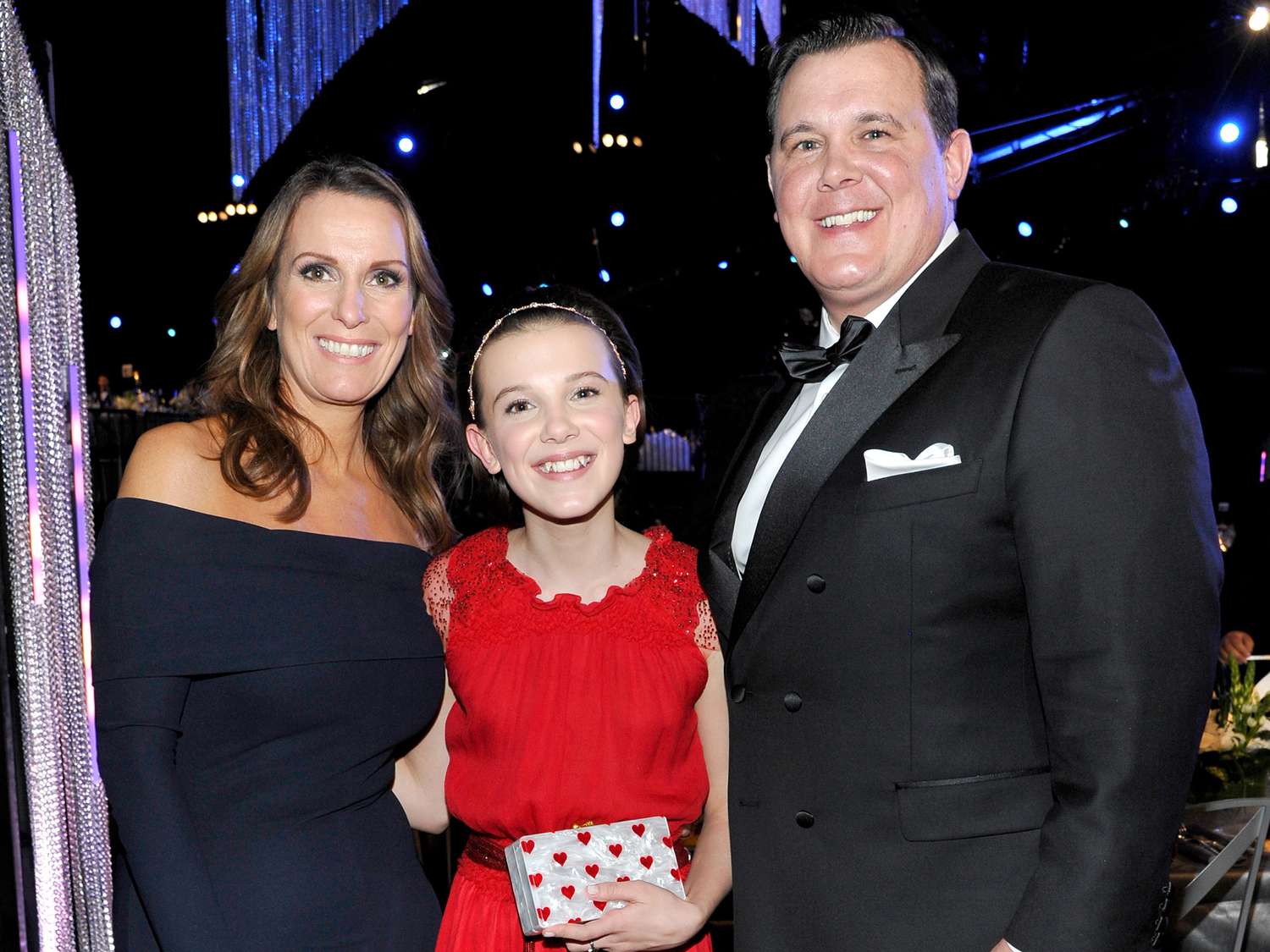 Millie Bobby Brown and her parents, Robert and Kelly, at The 23rd Annual Screen Actors Guild Awards Cocktail Reception.
