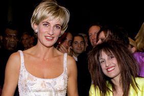 Diana, Princess Of Wales, At The Pre-auction Party At Christies New York, With Designer Elizabeth Emanuel. She Is Wearing A Dress By Fashion Designer Catherine Walker. 