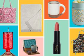 A collage of gifts for grandma we recommend on a colorful background
