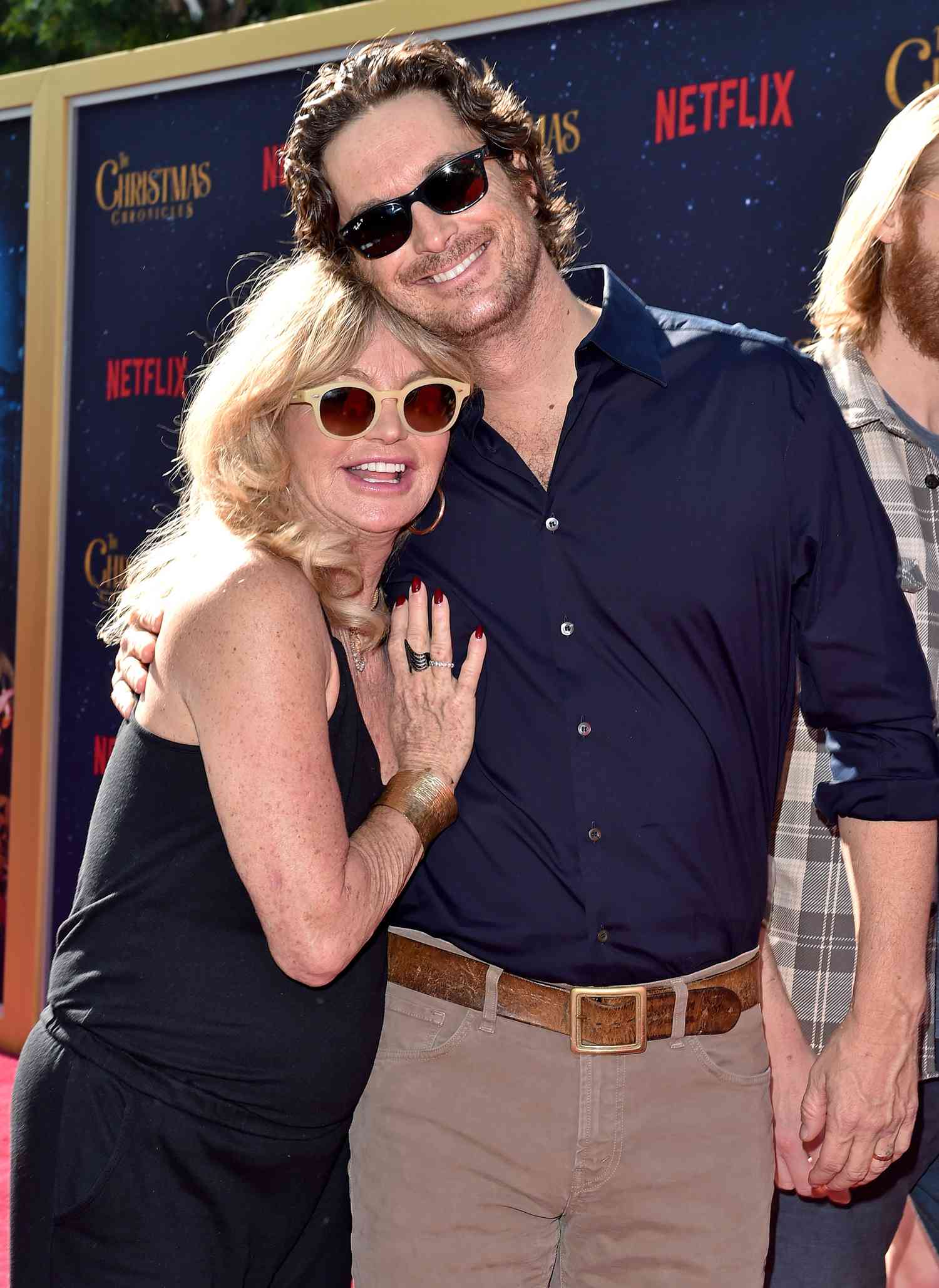 Goldie Hawn and Oliver Hudson attend the premiere of Netflix's 'The Christmas Chronicles' at Fox Bruin Theater on November 18, 2018 in Los Angeles, California