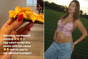 hailey bieber pregnancy cravings egg salad pickle hot sauce instagram 05 15 24