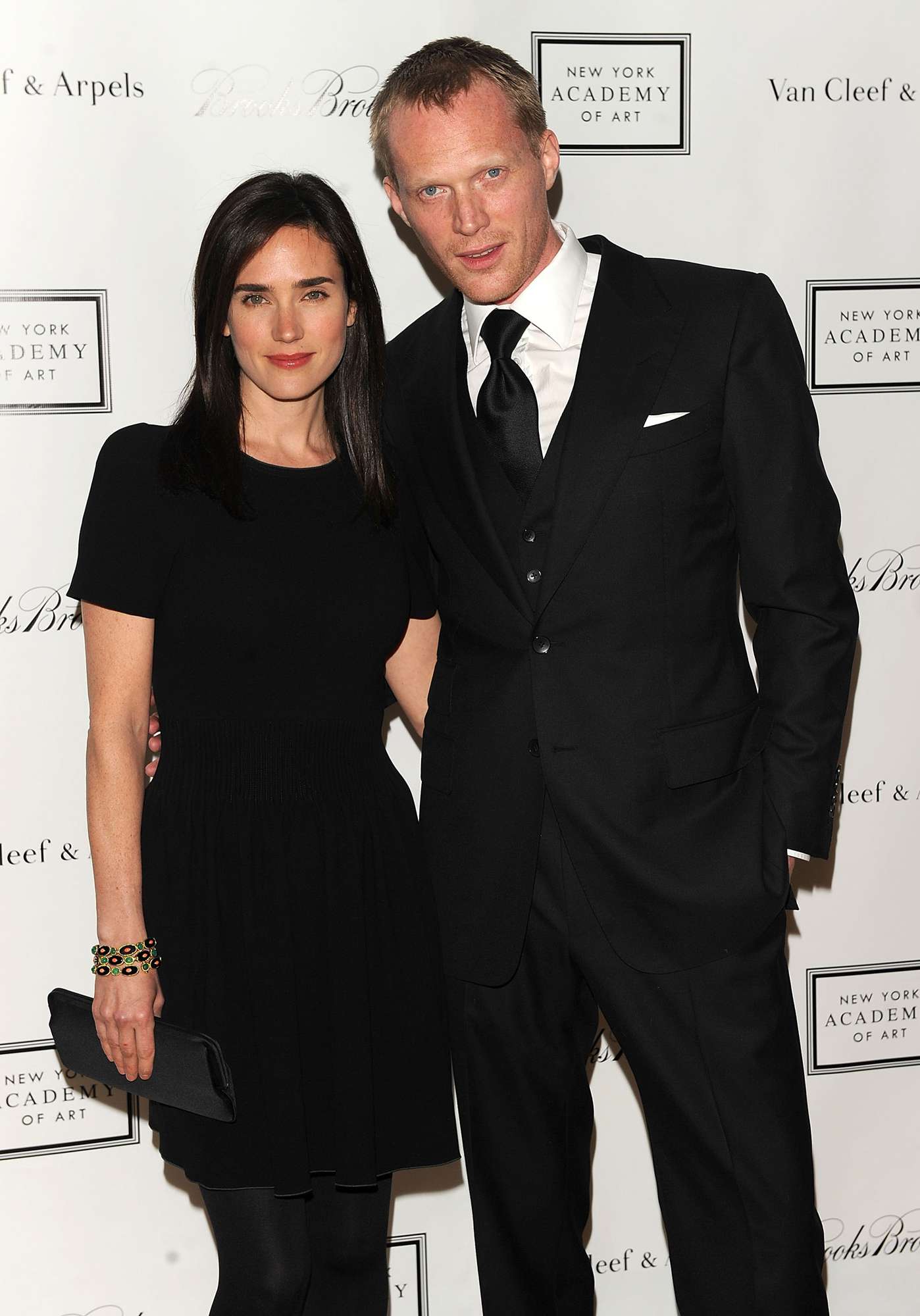 Jennifer Connelly and Paul Bettany pose on the red carpet during the 2010 Tribeca Ball at the New York Academy of Art on April 13, 2010 in New York City
