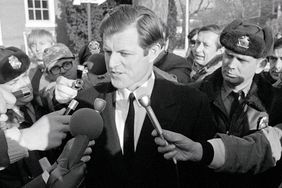 Senator Edward Kennedy Talks to Newsmen