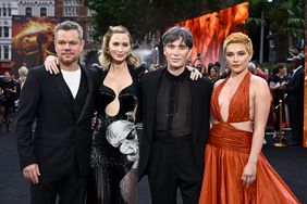 Matt Damon, Emily Blunt, Cillian Murphy and Florence Pugh attend the "Oppenheimer" UK Premiere at Odeon Luxe Leicester Square on July 13, 2023 in London