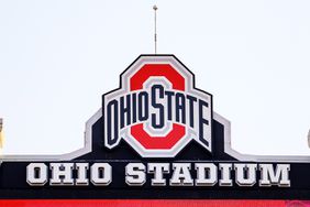 The Ohio State logo on top of the Ohio Stadium scoreboard prior to the college football game between the Toledo Rockets and Ohio State Buckeyes on September 17, 2022, at Ohio Stadium in Columbus, OH.