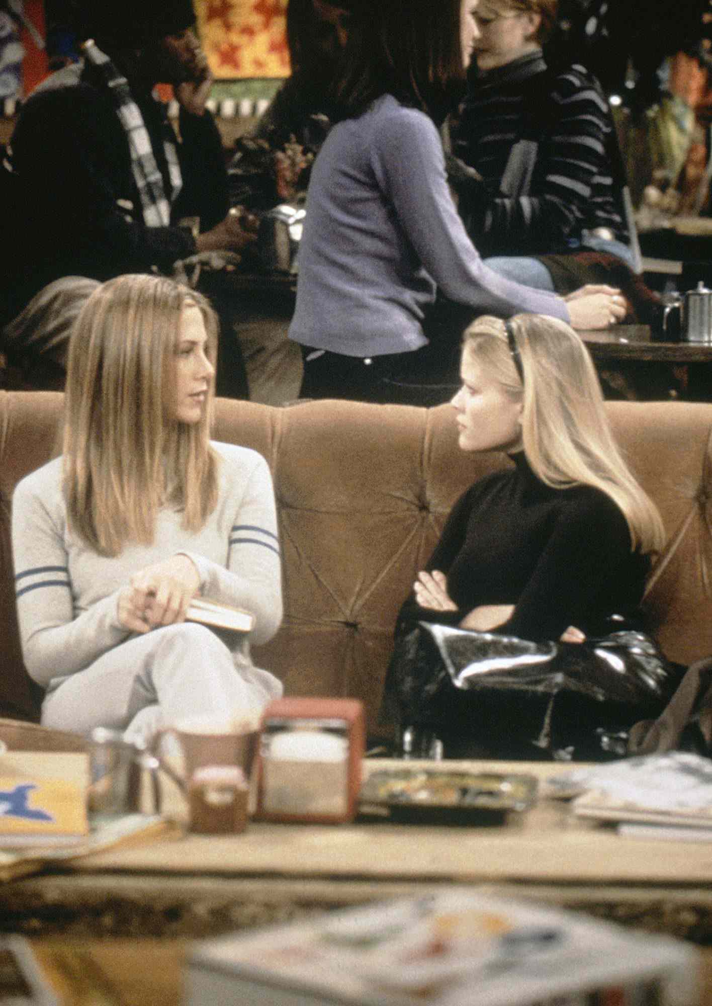 FRIENDS -- "The One with Rachel's Sister" Episode 13 -- Pictured: (l-r) Jennifer Aniston as Rachel Green, Reese Witherspoon as Jill Greene