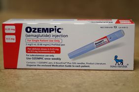 Novo Nordisk A/S Ozempic brand semaglutide medication arranged at a pharmacy in Provo, Utah, US, on Monday, Nov. 27, 2023