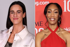 Caitlin Clark pose for a portrait during the 2024 WNBA Draft ; A'ja Wilson attends the 2024 TIME100 Gala