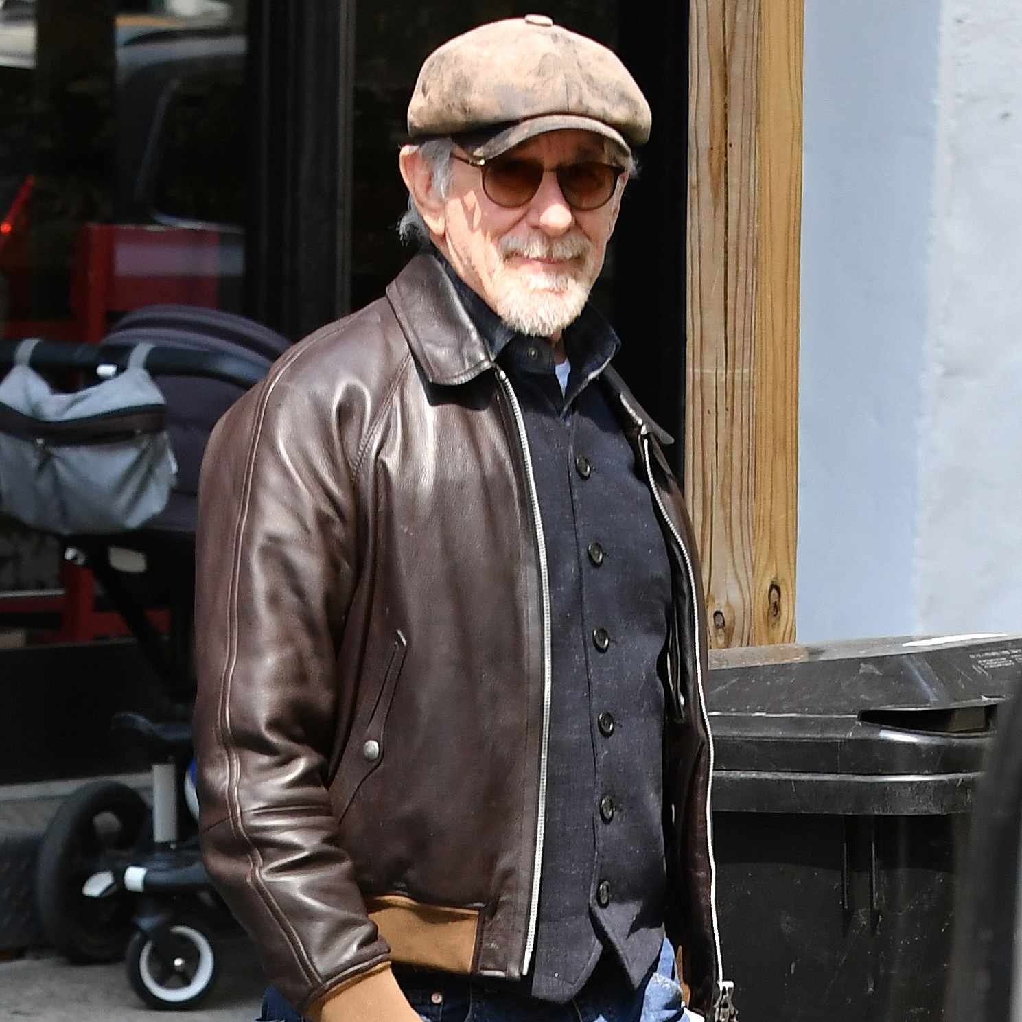 Steven Spielberg and Kate Capshaw meet with friends at a restaurant in New York City
