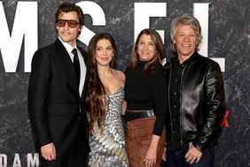 Jake Bongiovi, Millie Bobby Brown, Dorothea Hurley, and Jon Bon Jovi attend the Damsel World Premiere at The Plaza on March 01, 2024