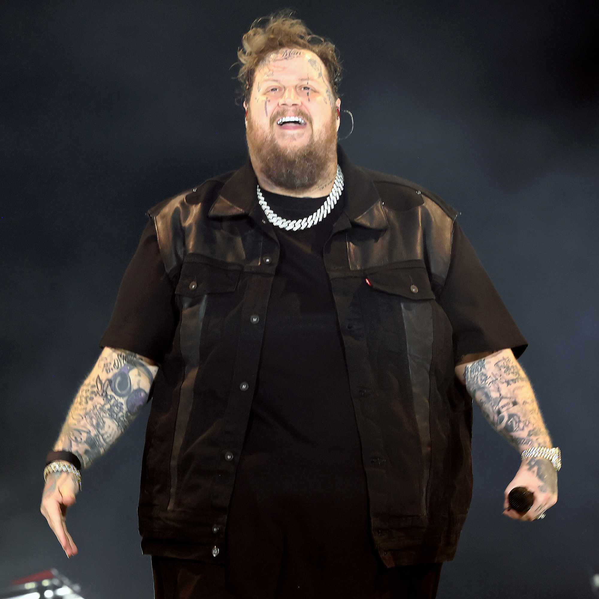 Jelly Roll performs at the T-Mobile Mane Stage during the 2024 Stagecoach Festival at Empire Polo Club on April 26, 2024 in Indio, California.