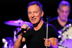 Bruce Springsteen performs at a sound check before speaking to media during a press conference at Perth Arena on February 5, 2014 in Perth, Australia.