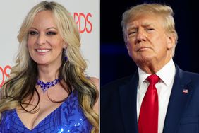 Stormy Daniels attends the 2024 Adult Video News Awards on January 27, 2024 in Las Vegas, Nevada. ; Donald Trump speaks at the Conservative Political Action Conference (CPAC) on August 06, 2022 in Dallas, Texas. 