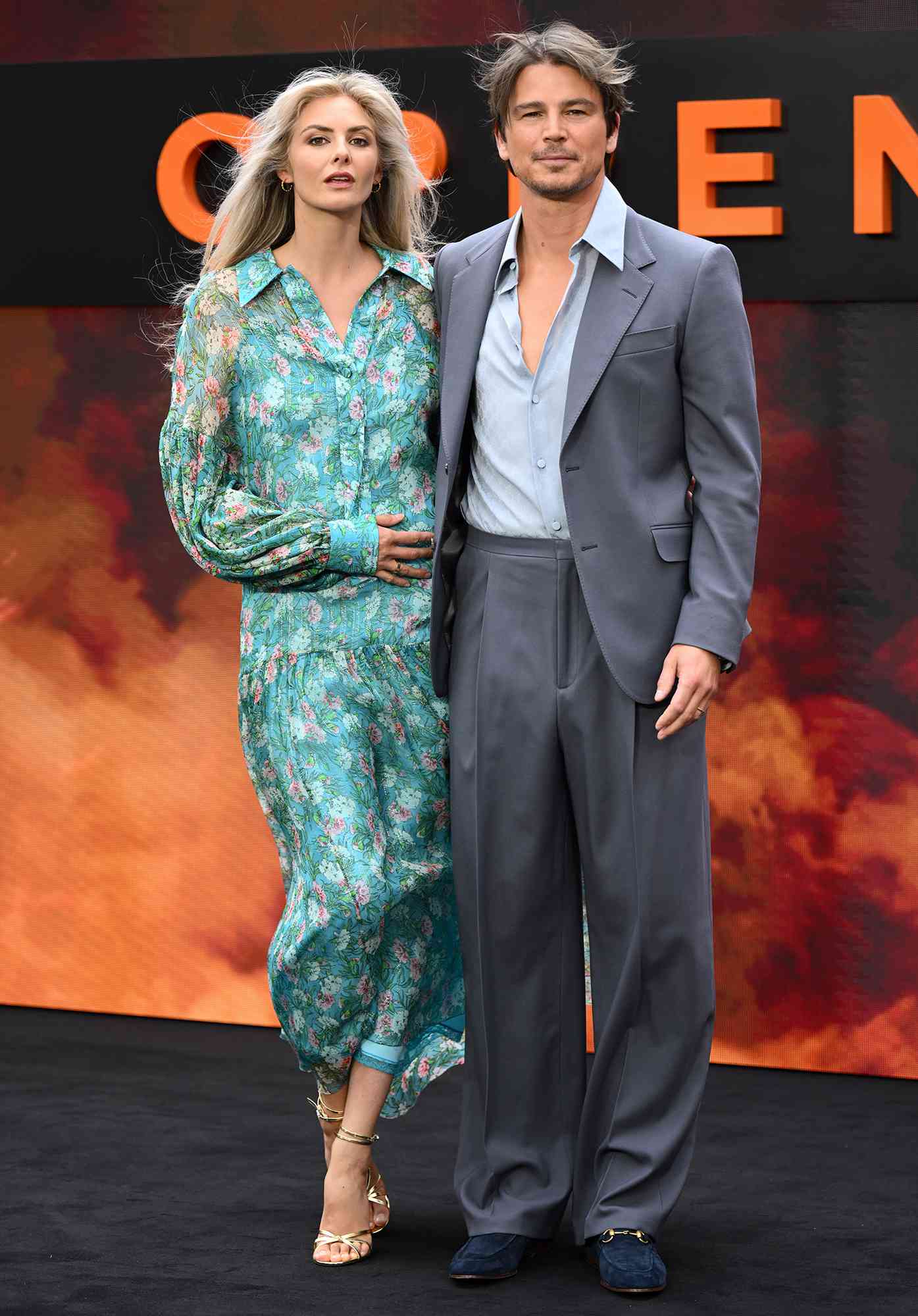 Tamsin Egerton and Josh Hartnett attend the "Oppenheimer" UK Premiere at Odeon Luxe Leicester Square on July 13, 2023 in London, England. 