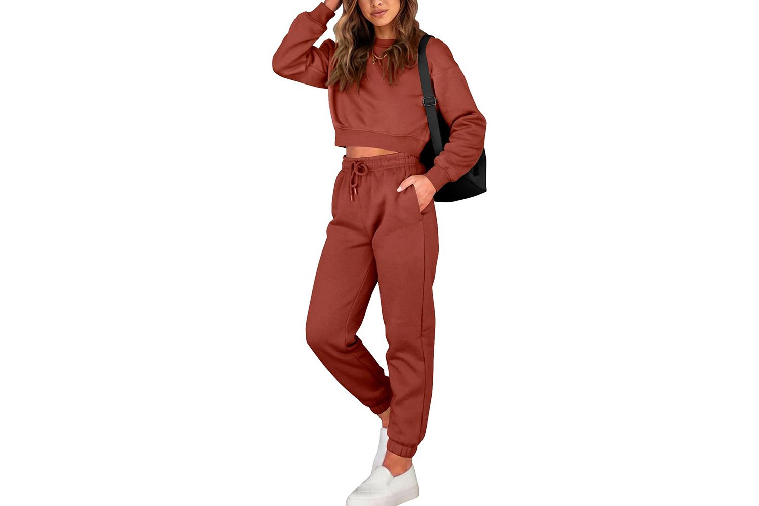 BTFBM Women 2 Piece Outfits Long Sleeve Crop Top Pullover Drawstring Pant Jogger Set Casual Sweatsuits Tracksuit Pockets