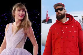 Taylor Swift performs at Melbourne Cricket Ground ; Travis Kelce #87 of the Kansas City Chiefs arrives for Super Bowl LVIII at the Harry Reid International Airport