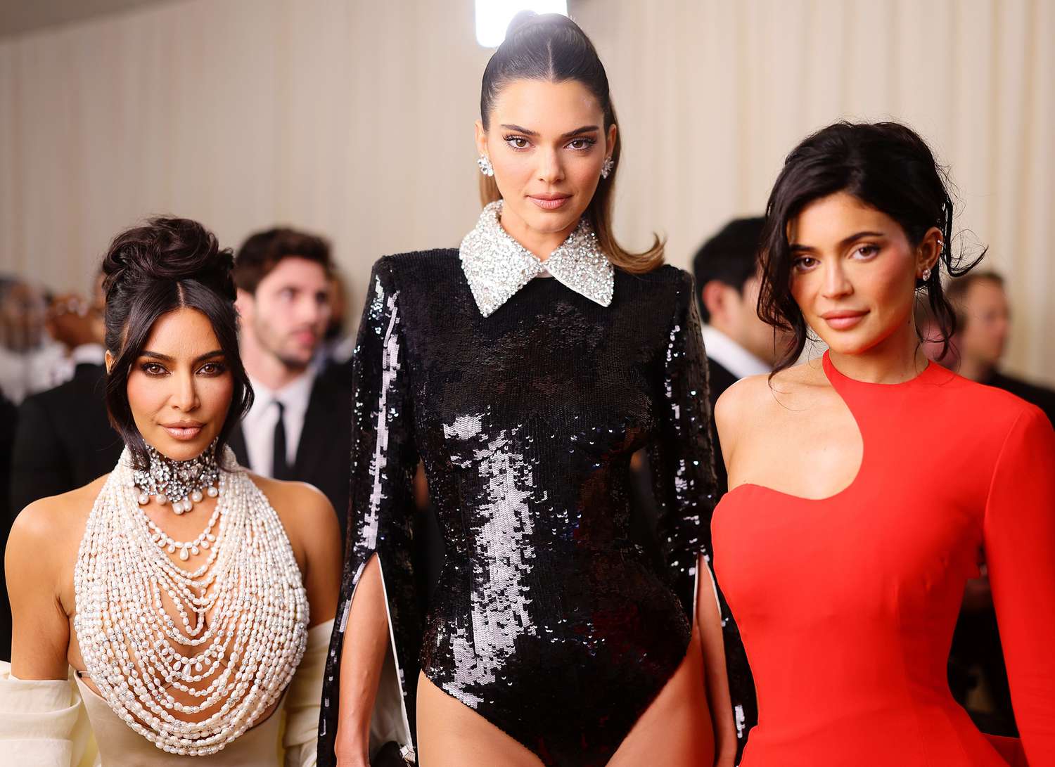 Kim Kardashian, Kendall Jenner and Kylie Jenner attend The 2023 Met Gala Celebrating "Karl Lagerfeld: A Line Of Beauty" at The Metropolitan Museum of Art on May 01, 2023 in New York City.