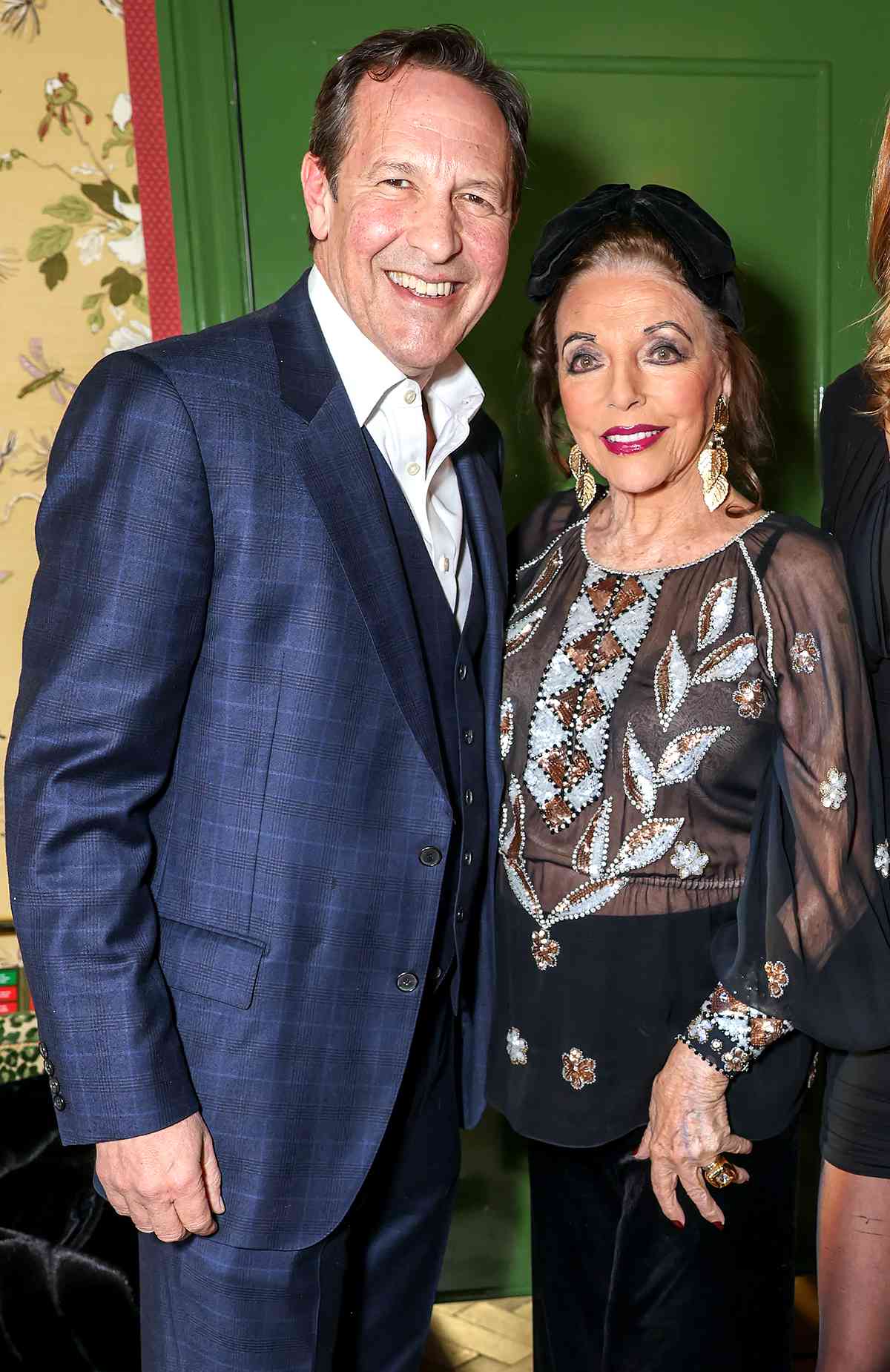 Percy Gibson, Dame Joan Collins, Gabriela Peacock and Iris Peacock attend a special event celebrating the success of nutraceutical expert Gabriela Peacock's best-selling second book, "2 Weeks to A Younger You" and the relaunch of her Longevity Range, at the Broadwick Soho Hotel on April 23, 2024 in London, England